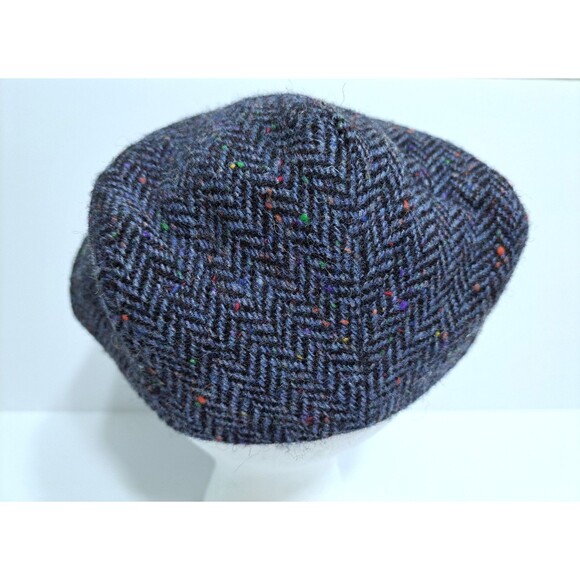Donegal Tweed Newsboy Cap Speckled Ireland Vintage Shandon Herringbone Hat Blue - Picture 3 of 7